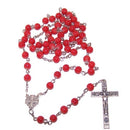 Red Glass beads Rosary - made with Alpaka silver tone ( 6mm beads - 19 inches )