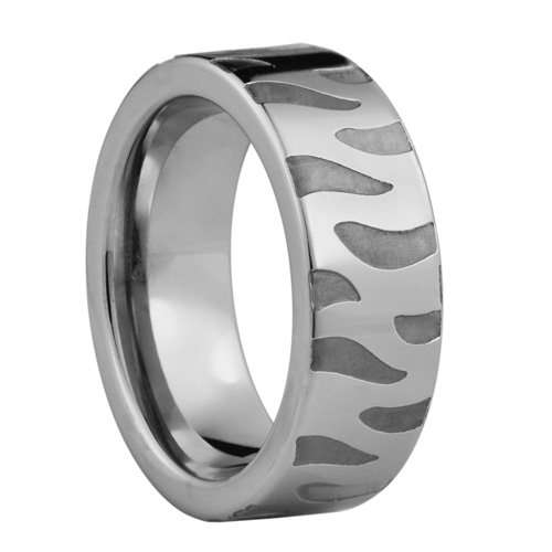 Anillo de tungsteno de ondas o lenguas especiales - estilo de corrosión - 8mm de ancho
