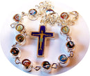 Silver Tone Mother Mary with Child icon resined beads Rosary / Chaplet / Brac...