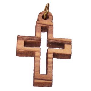Olive wood Latin Cross Laser Pendant (3x2 cm or 1.2x0.78") Hollow Open Cross