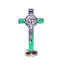 Holy Land Market Saint Benedict Small Crucifix with Sticker for Car or Table (3 inches)