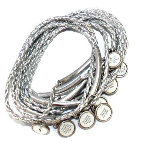 10 medals Bracelet showing Commandments - Silver ( 7cm or 2.8 inch in diameter ) - English