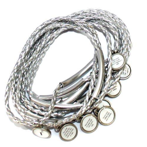 10 medals Bracelet showing Commandments - Silver ( 7cm or 2.8 inch in diameter ) - English