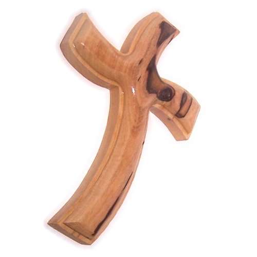 Cruz reconfortante de madera de olivo colgante - (10 cm o 4 pulgadas) con certificado