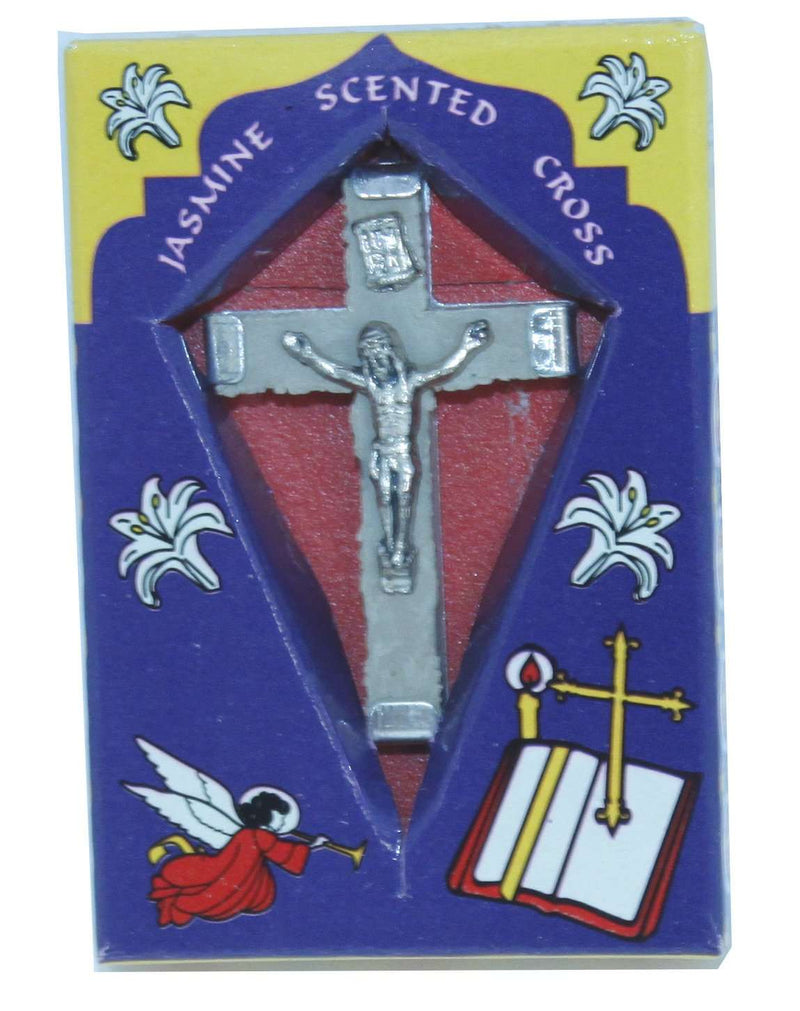 Crucifijo de flores de jazmín/aluminio de 44x25 mm - cruz de rosario o colgante de collar...