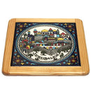 Jerusalem City Walls and Old City View Armenian Ceramic Trivet hot Plate - Large (6 inches or 15cm in Diameter) - Asfour Outlet Trademark