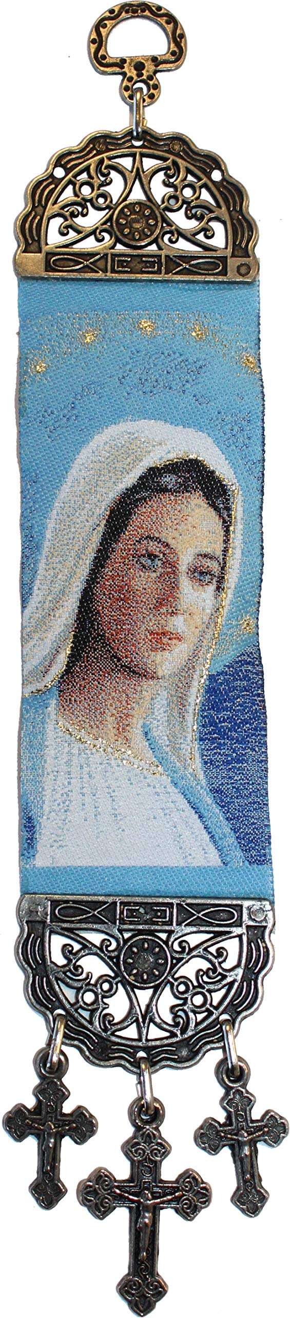Holy Land Market Wall Hanging Tapestry of The Blessed Mother Mary - with Heat Printing on Synthetic Cloth Decorated - Style I (10 x 2 Inches)