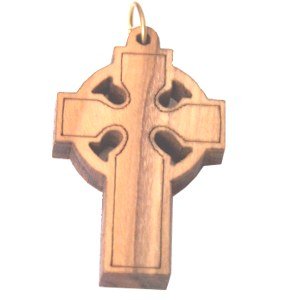 Olive wood Celtic Cross Laser Pendant (3.5x2.2 cm or 1.4x0.86")