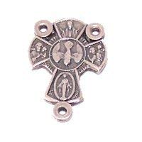 Multiple Medals or Images Cross Center - Pewter Rosary Triangle (2cm - 0.8 in.