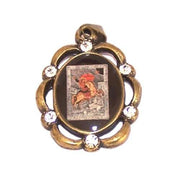 Ícono de San Jorge - medalla de bronce esmaltada y resinada con piedras CZ (3 cm o 1.2 pulgadas)