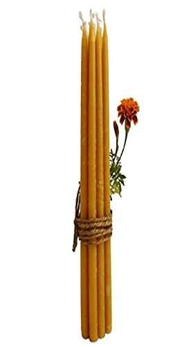 Velas orgánicas de cera de abejas puras hechas a mano del Mercado de Tierra Santa - Velas de la Iglesia Ortodoxa de Jerusalén - Diámetro de 3/8 de pulgada