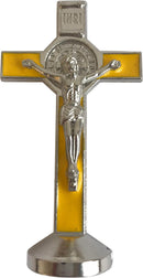 Holy Land Market Saint Benedict Small Crucifix with Sticker for Car or Table (3 inches)
