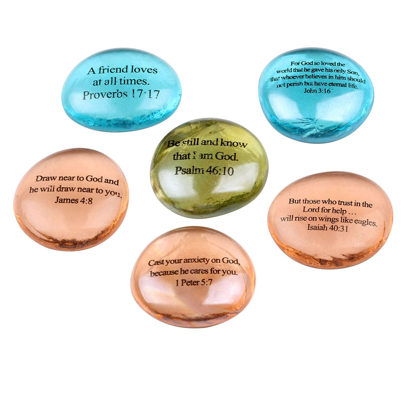 Juego de Piedras de Vidrio con Escritura Bíblica - Modelo II - Palabras Inspiradoras de La Biblia por Mercado de Tierra Santa