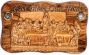 OLive wood Last Supper Plaque Hand Made in Bethlehem Holy Land with Alabaster / Ceramic clay