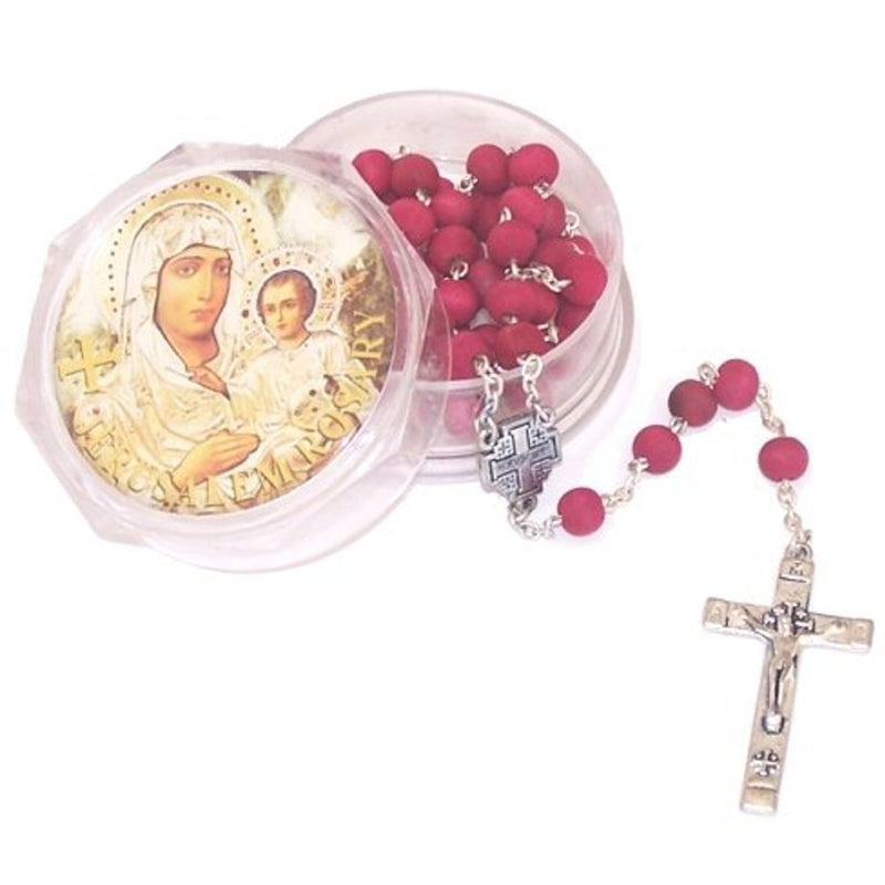 Rose scented wooden beads Rosary with box