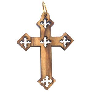 Olive wood Coptic Cross Laser Pendant(4.3x3.1 cm or 1.7x1.2")