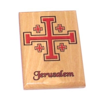 Jerusalem Cross Icon Magnet - Olive wood (6x4 cm or 2.4x1.6 inches)