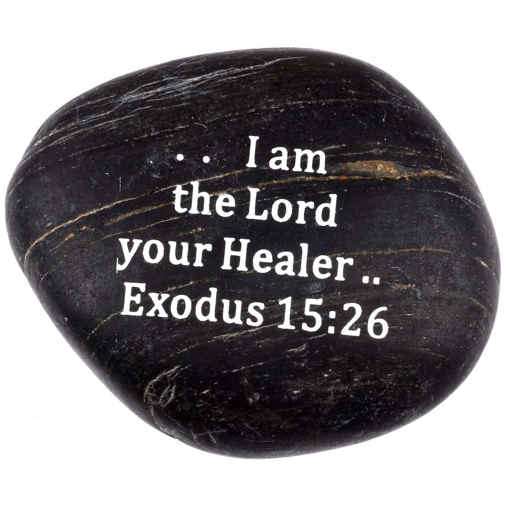 Holy Land Market Engraved Inspirational Scripture Biblical Black Stone