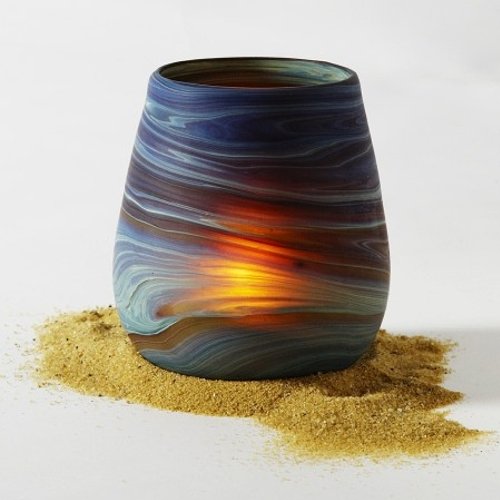 Small Candle Phoenician Vase - Ancient Beauty Phoenician Glass Vase. Each is Unique. Museum Quality Looks and Feels(2.5 Inch)