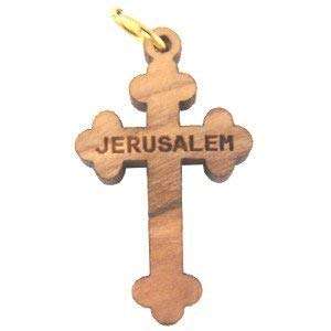 Péndulo mini de cruz de madera de olivo en forma de brote (2.6x1.8 cm o 1x0.7")