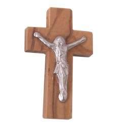 Crucifijo de rosario estampado de madera de olivo de 35x22 mm (1.4x0.9")