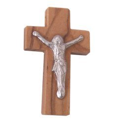 35x22 mm olive wood stamped rosary crucifix (1.4x.9")