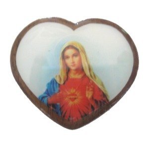 Immaculate Heart of Mary - wooden enamel center (3.5cm - 1.4")