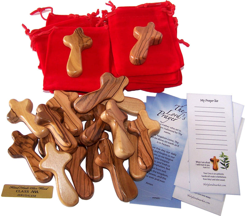 Holy Land Market Small Pocket Holding Comfort Crosses with Bags and Certificates