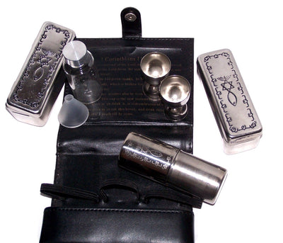 Holy Land Market Meal That Heals Communion Kit - Complete Set with Leather Belt Bag with Messianic Seal