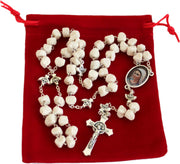 MEDJUGORJE - Rosario Hecho de Piedras de la Colina de la Aparición directamente de MEDJUGORJE. (20 pulgadas de Largo) - Cruz de Plata