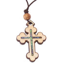 Byzantine- Orthodox Olive wood Cross with Mother of Pearls (60cm / 23.5 inches, Cross is 5cm or 2 inches)