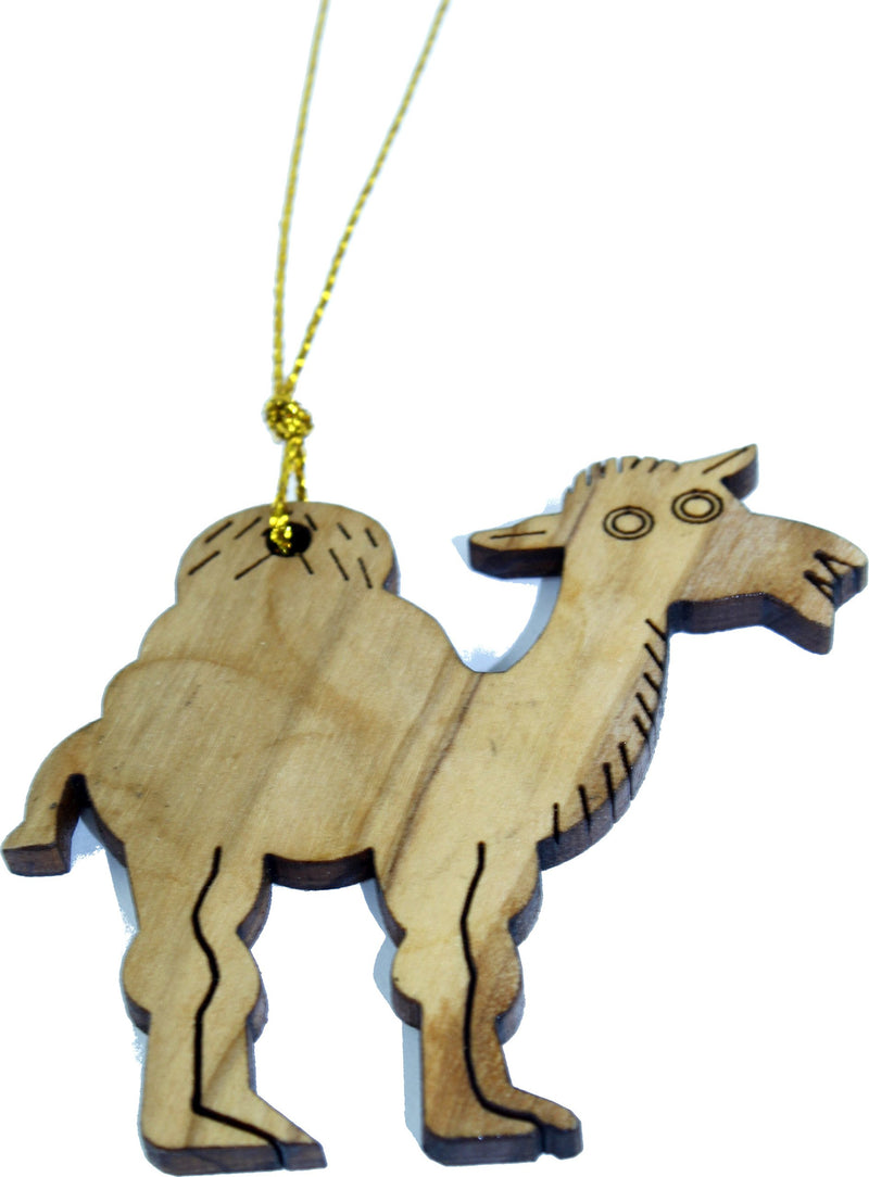 Wood hanging decoration / Christmas Ornament - Camel carved by hand ( 6.5 or 2.5 Inches )