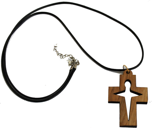 Cruz de Madera de Olivo Cristo Resucitado (2.5 Pulgadas)