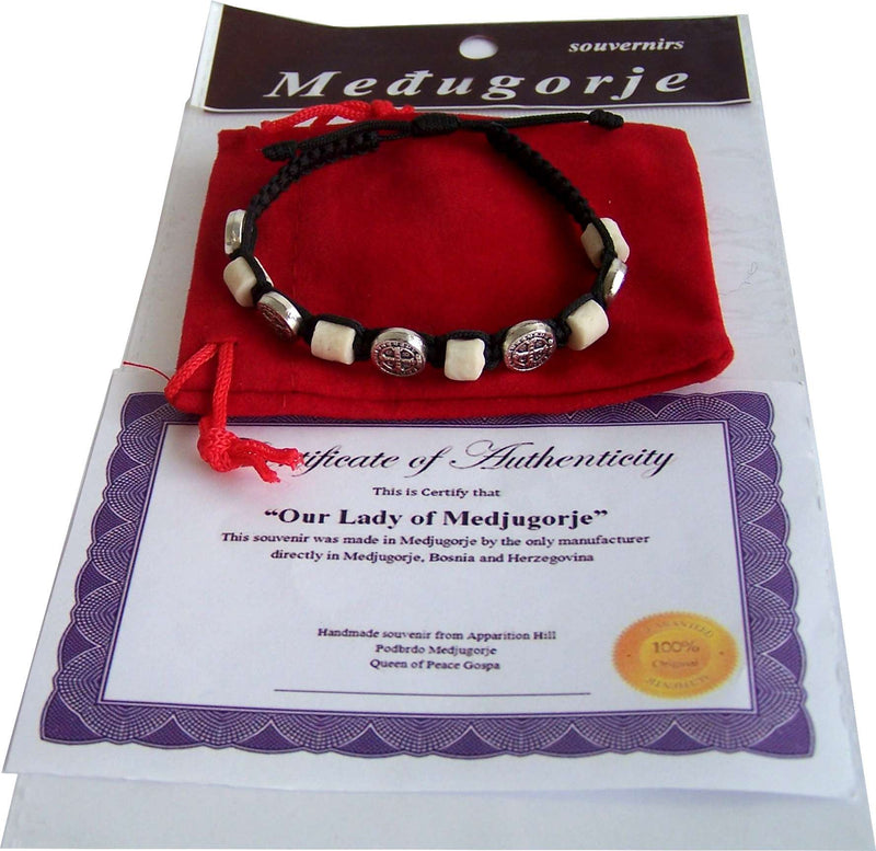 MEDJUGORJE - Rosario - Pulsera de piedras de la colina de la Aparición directamente de MEDJUGORJE. - Hilo negro
