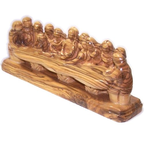 Olive wood Last Supper - one piece modern or abstract design (27x10 cm or 10.5x4 inches )