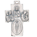 Many saint medals Cross with Miraculous medal and Jesus the word ( 3.2 cm or 1.3 inches ) - Pewter