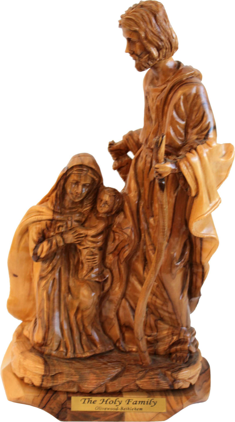 Estatua de la Sagrada Familia de madera de olivo - Calidad de museo - Modelo II (28 cm o 11 pulgadas de alto)