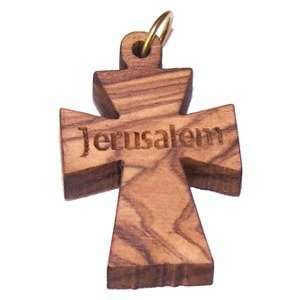 Cruz de madera de olivo maltesa con láser (6 cm o 2.36" de largo)