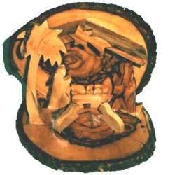 Adorno de Natividad de madera del Mercado de Tierra Santa con corteza