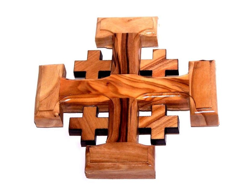 Jerusalem olive wood cross handcrafted in Bethlehem
