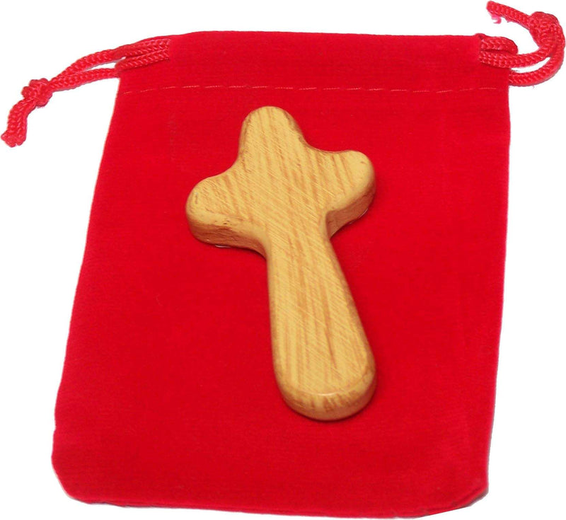 Cruz de bolsillo de resina pequeña con mano sosteniendo consuelo del Mercado de Tierra Santa - Muy suave (2.75 x 1.4 pulgadas)