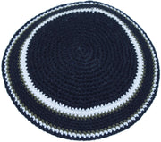 Kippah judío del Mercado de Tierra Santa negro/blanco 17cm DMC 100% algodón tejido yarmulke Torah Chabad