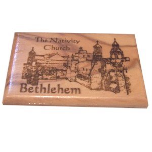 Bethlehem - Nativity Church Magnet - Olive wood (6x4 cm or 2.4x1.6")