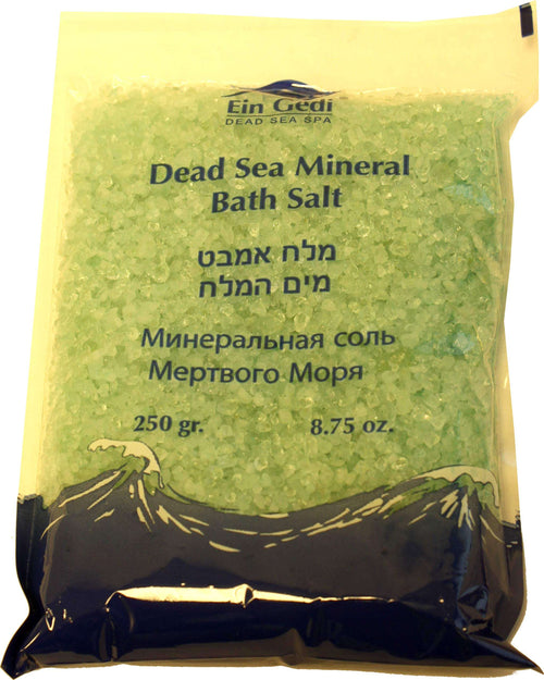 Ein Gedi Dead Sea mineral bath salt in green, 250 gram pack #color_Blue