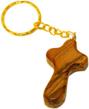 Olive Wood Comfort Holding Cross Key Chain - Cross is about 2.8 inches long