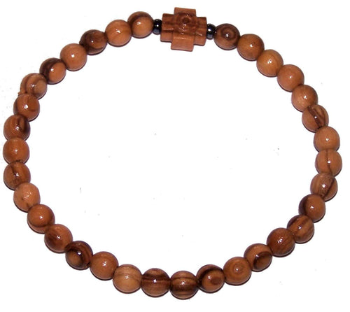 Holy Land Market Elastic Olive wood Orthodox chaplet Rosary - Chotki (33 4mm beads)