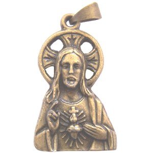 Sacred Heart of Jesus medal - Large - Bronze (3.9cm-1.53")