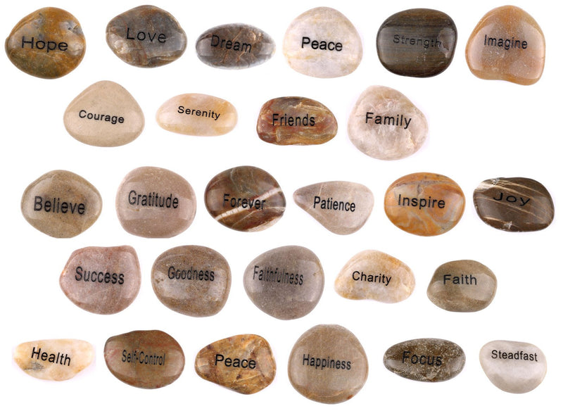 Engraved Inspirational Stones (16 Different Words) from The Holy Land