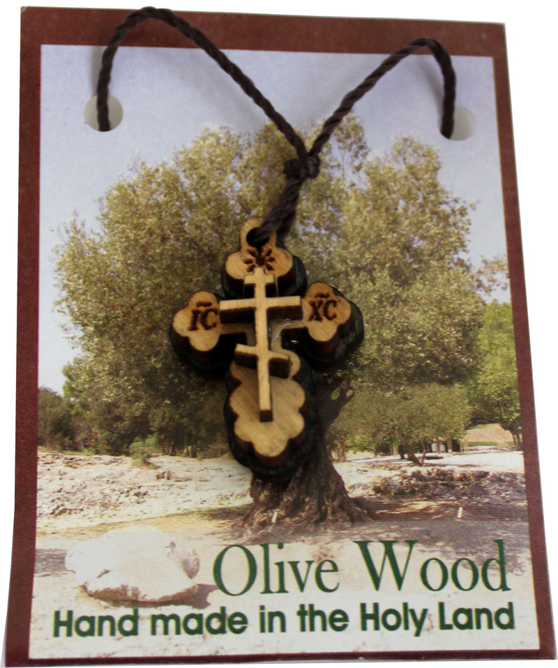 Collar de cruz de madera de olivo oriental u ortodoxo