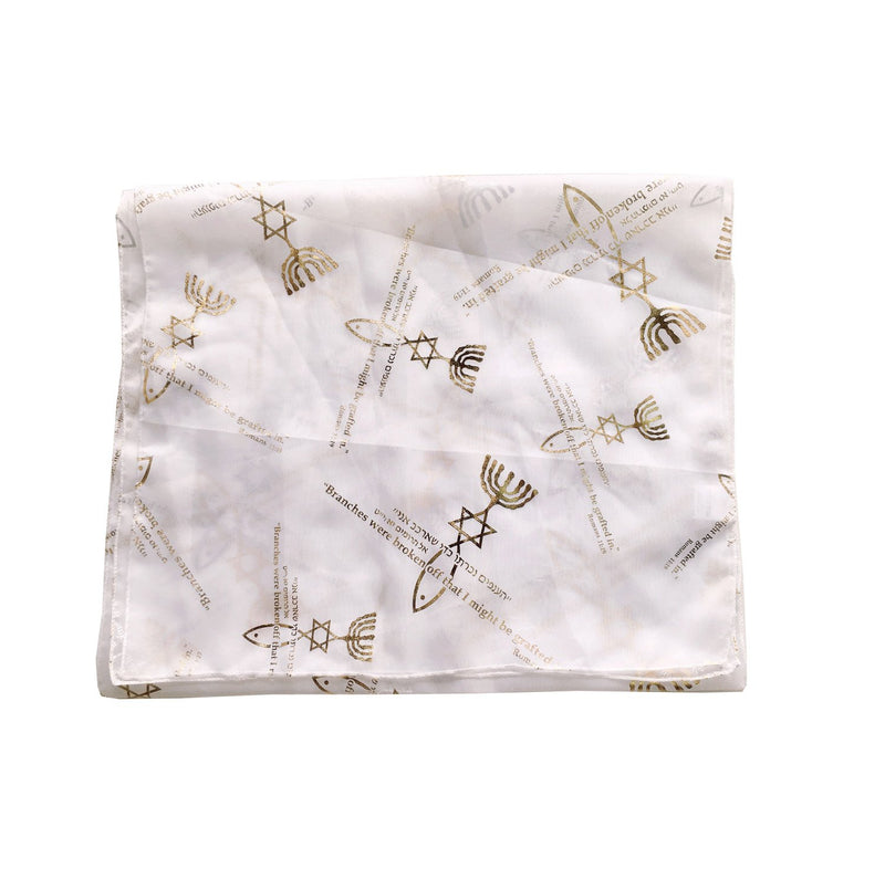 Holy Land Market Messianic Seal Head Scarf or Shawl - Model I - 100% Polyester, Hand wash (180 x 120 cm OR 20 x 60 inches)
